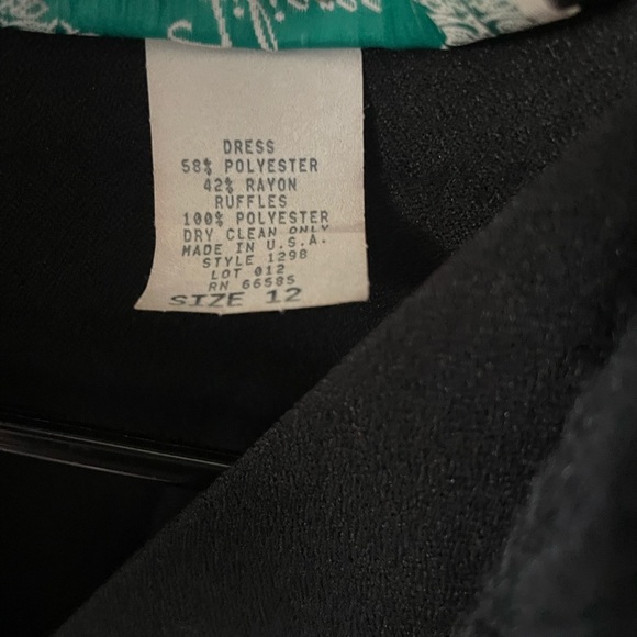 Filigree Black Ruffle Maxi Dress Wrap Vintage 80's 90's Size 12 - Picture 9 of 9